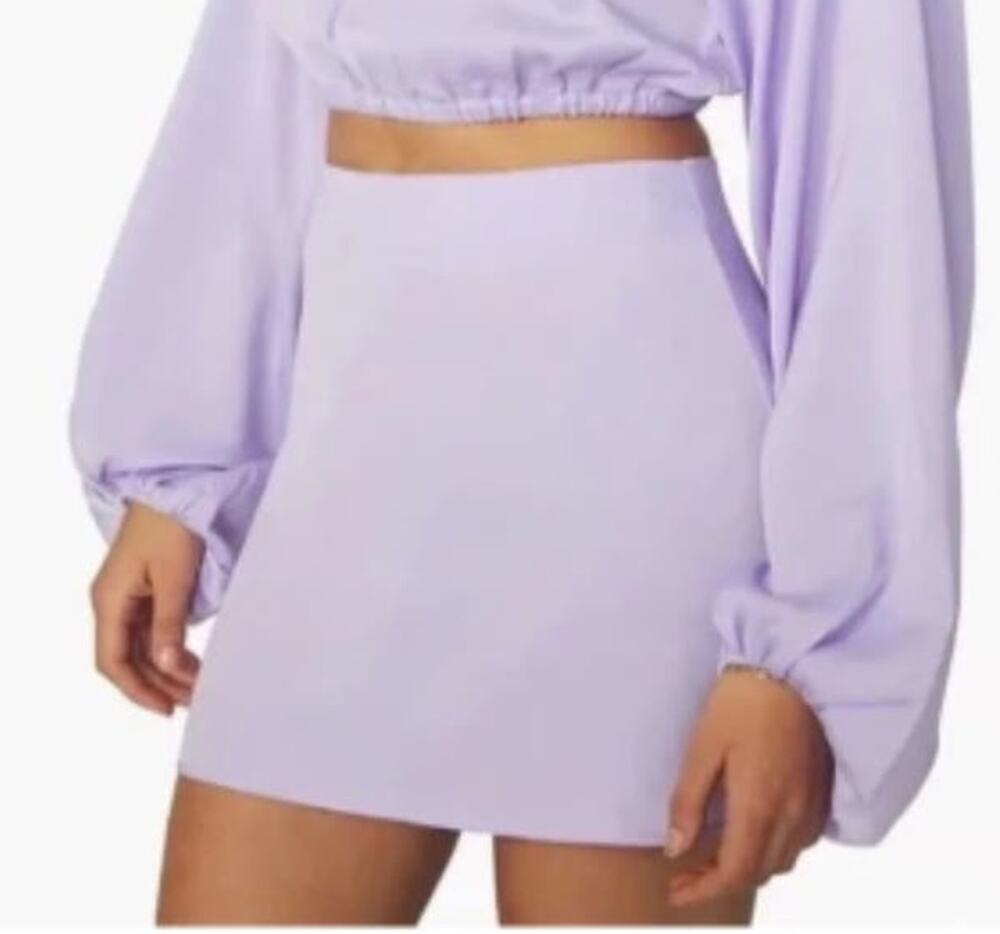 WeWoreWhat Heather Purple Lavender Satin Charmeuse Mini Slip Skirt - M